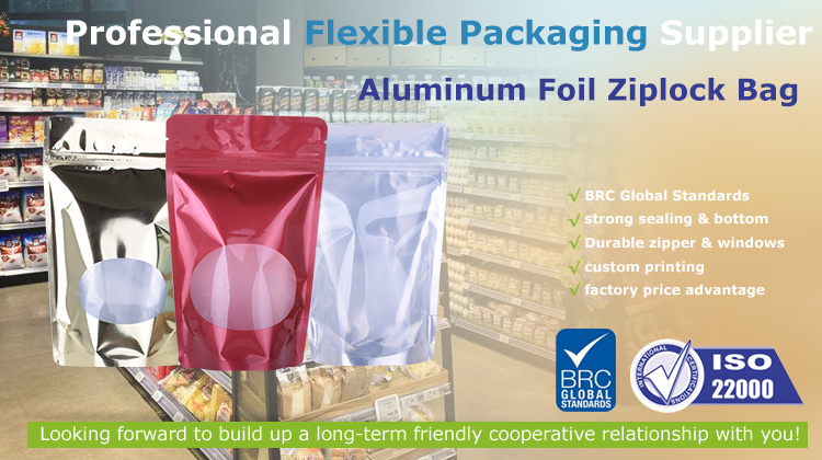 Bolsa ziplock de papel de aluminio