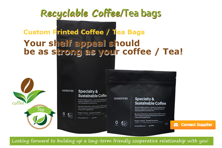 Customized Recyclable 8oz Coffee Packaging Stand Up Pouch Wholesale