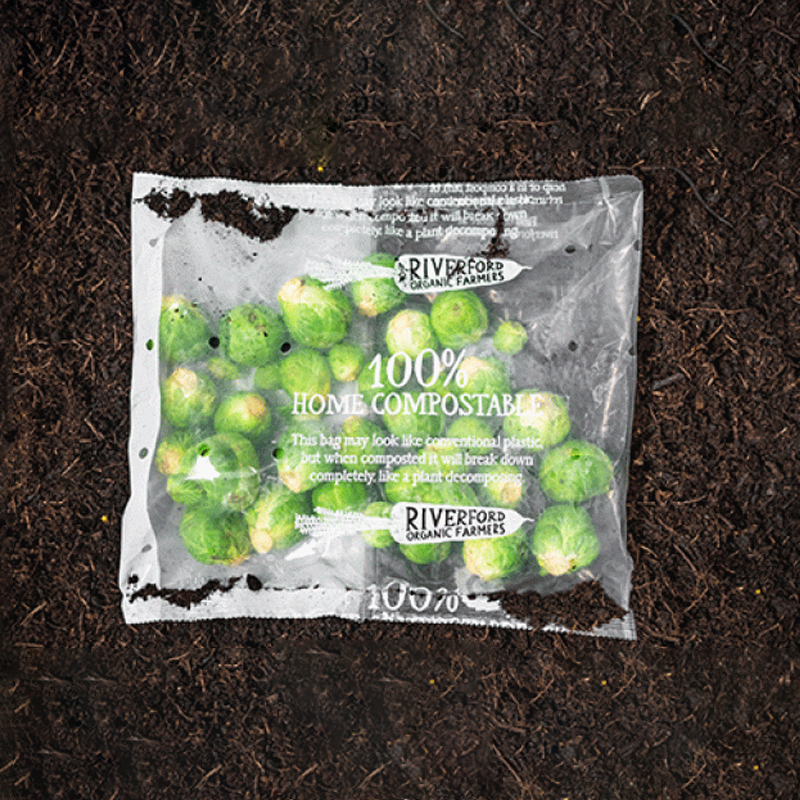 Custom Logo Printing PBS Fully Compostable Clear Film Vegetable Packaging Bags