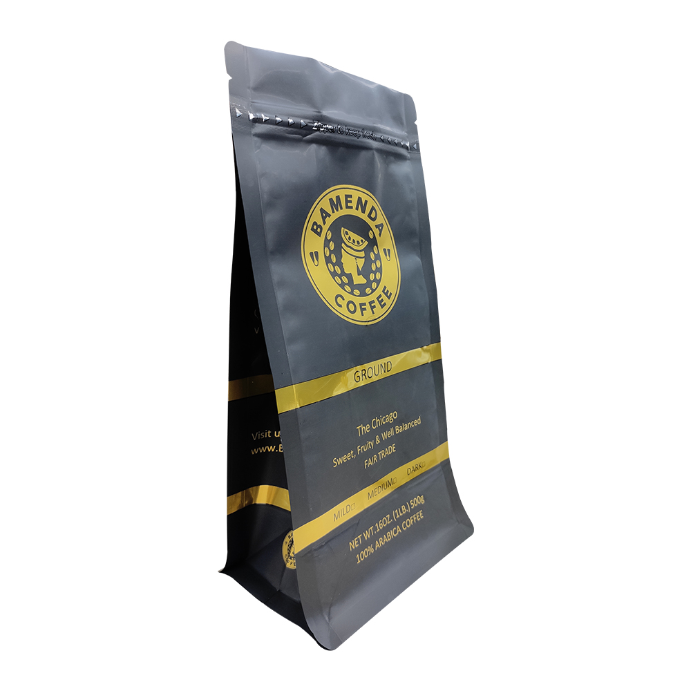 Recycled Plastic Sealing Roasted Black Stamp Coffee Packaging Bag Manufacturer Wholesale