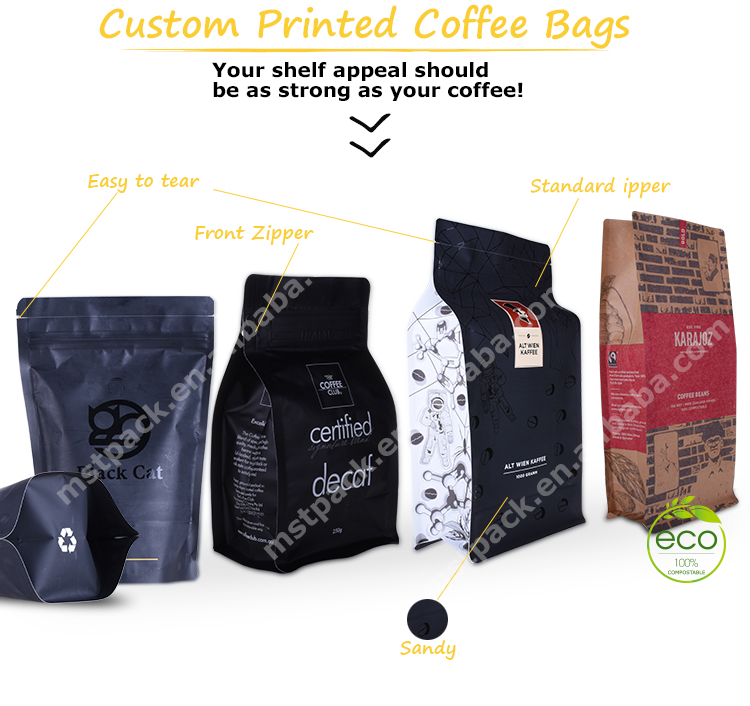 Compostable Simple Coffee Pouches Bags With Valve/Matte Finished Buy