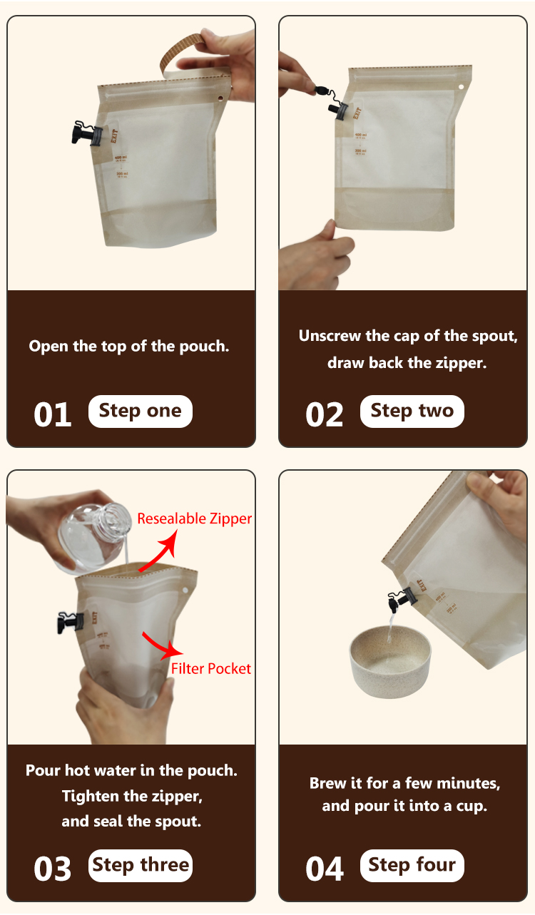 Portable Removable Coffee Tea Brewer Filter Spout Bag for